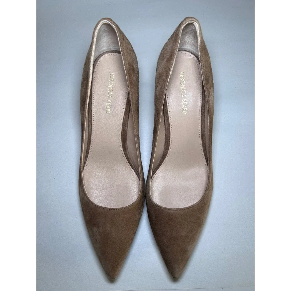 Veronica Beard Hazelwood Suede Pointed Toe Pumps Brown Heels J3727L4 Size 6.5M